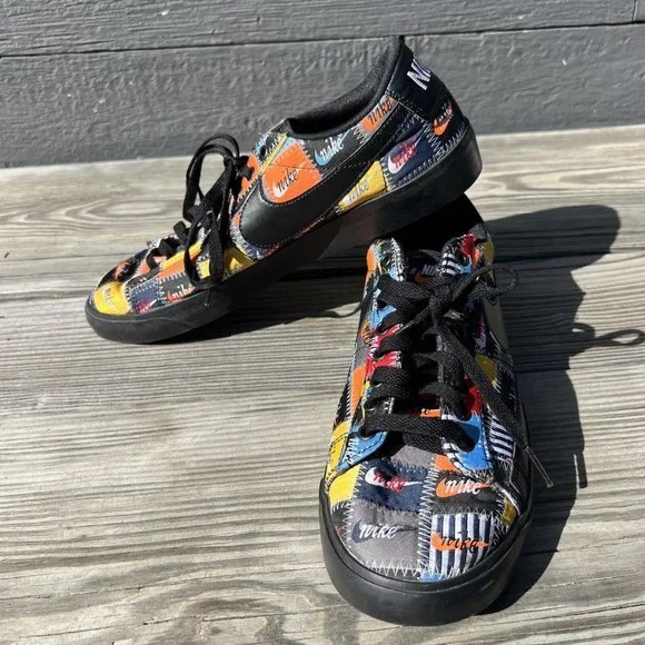 Nike Mens cL9888-001 Blazer Low Patchwork 2019 Black/multi Sz 10.5 Lace up - Picture 4 of 11
